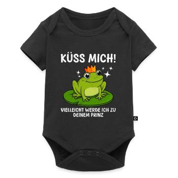 Froschkostüm KÜSS MICH VIELLEICHT WERD ICH ZUM - Baby Premium Kurzarmbody - Schwarz - Vorne