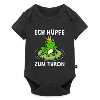 Karneval Frosch ICH HÜPFE ZUM THRON Lustiges - Baby Premium Kurzarmbody - Schwarz - Vorne