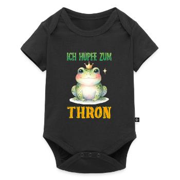 Froschkostüm ICH HÜPFE ZUM THRON Lustiges - Baby Premium Kurzarmbody - Schwarz - Vorne