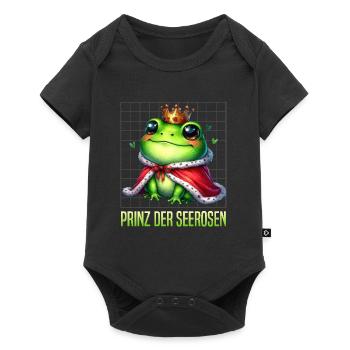 Froschkönig PRINZ DER SEEROSEN Faschings Kostüm - Baby Premium Kurzarmbody - Schwarz - Vorne