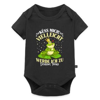 Fasching KÜSS MICH VIELLEICHT WERD ICH ZUM PRINZ - Baby Premium Kurzarmbody - Schwarz - Vorne