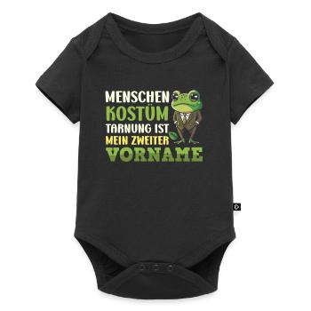 Froschkostüm MENSCHEN KOSTÜM TARNUNG MEIN VORNAME - Baby Premium Kurzarmbody - Schwarz - Vorne