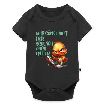 Entenkostüm WER GÄNSEHAUT DER SCHLÄGT AUCH - Baby Premium Kurzarmbody - Schwarz - Vorne