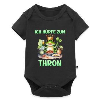 Froschkostüm ICH HÜPFE ZUM THRON Lustiges - Baby Premium Kurzarmbody - Schwarz - Vorne