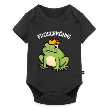 Kölner Karneval FROSCHKÖNIG Lustiges Frosch - Baby Premium Kurzarmbody - Schwarz - Vorne