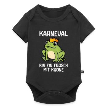 KARNEVAL BIN EIN FROSCH MIT KRONE Lustiges Frosch - Baby Premium Kurzarmbody - Schwarz - Vorne