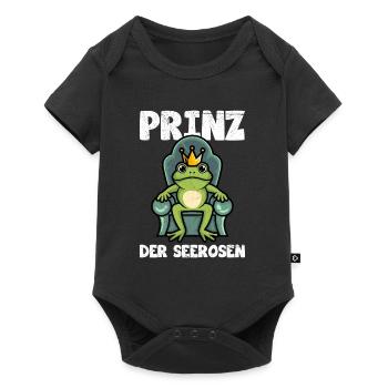 Faschings Frosch PRINZ DER SEEROSEN Lustiges - Baby Premium Kurzarmbody - Schwarz - Vorne