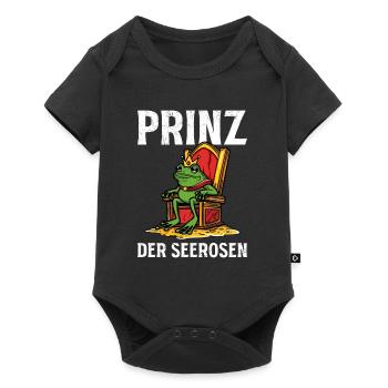 Faschings Frosch PRINZ DER SEEROSEN Lustiges - Baby Premium Kurzarmbody - Schwarz - Vorne