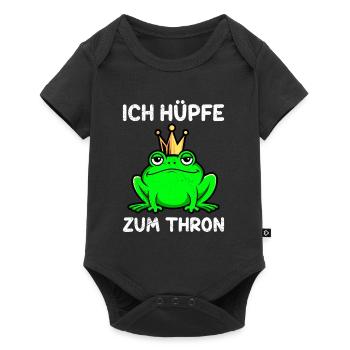 Karneval Frosch ICH HÜPFE ZUM THRON Lustiges - Baby Premium Kurzarmbody - Schwarz - Vorne