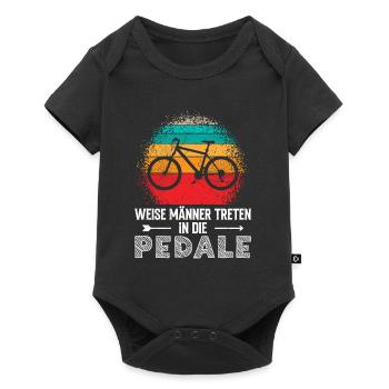 Opa WEISE MÄNNER TRETEN IN DIE PEDALE Lustiges - Baby Premium Kurzarmbody - Schwarz - Vorne