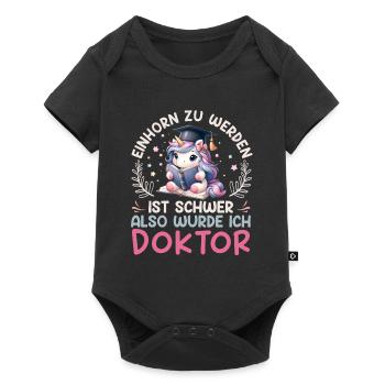 Ph.D EINHORN ZU WERDEN IST SCHWER Lustiges - Baby Premium Kurzarmbody - Schwarz - Vorne