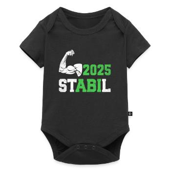 Abitur Abschluss 2025 STABIL Abi Geschafft Lustig - Baby Premium Kurzarmbody - Schwarz - Vorne