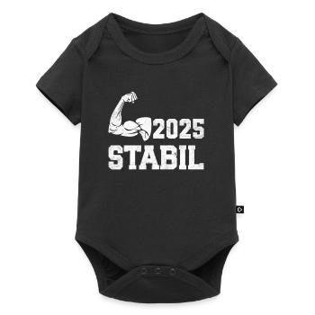 Abitur Abschluss 2025 STABIL Abi Geschafft Lustig - Baby Premium Kurzarmbody - Schwarz - Vorne