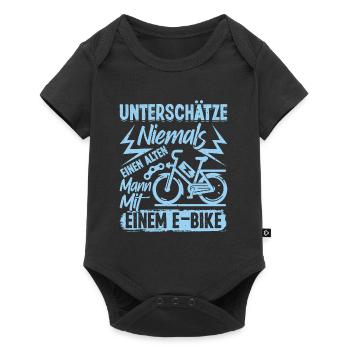 EBike UNTERSCHÄTZE NIE EINEN ALTEN MANN MIT E-BIKE - Baby Premium Kurzarmbody - Schwarz - Vorne