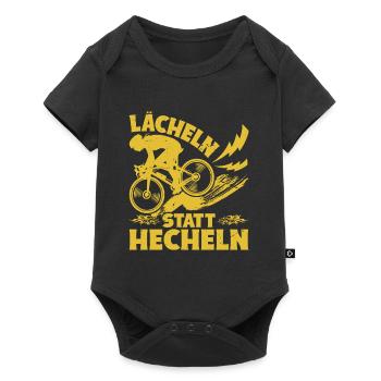 Elektro Fahrrad LÄCHELN STATT HECHELN Lustiges - Baby Premium Kurzarmbody - Schwarz - Vorne
