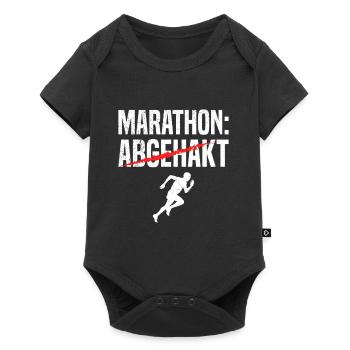 Läufer MARATHON ABGEHAKT Laufen Lustiges - Baby Premium Kurzarmbody - Schwarz - Vorne