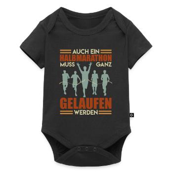 Läufer AUCH HALBMARATHON MUSS GELAUFEN WERDEN - Baby Premium Kurzarmbody - Schwarz - Vorne