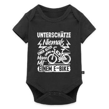 EBike UNTERSCHÄTZE NIE EINEN ALTEN MANN MIT E-BIKE - Baby Premium Kurzarmbody - Schwarz - Vorne