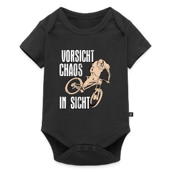 Mountainbiker VORSICHT CHAOS IN SICHT Lustiges - Baby Premium Kurzarmbody - Schwarz - Vorne