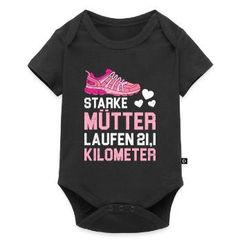 Mama STARKE MÜTTER LAUFEN 21.1 KILOMETER Lustiges - Baby Premium Kurzarmbody - Schwarz - Vorne