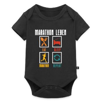 Läufer MARATHON LEBEN Laufen Lustiges - Baby Premium Kurzarmbody - Schwarz - Vorne