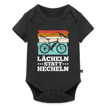 Elektro Fahrrad E-BIKE LÄCHELN STATT HECHELN - Baby Premium Kurzarmbody - Schwarz - Vorne