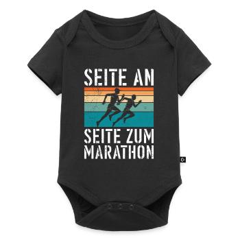 Läufer SEITE AN SEITE ZUM MARATHON Lustiges - Baby Premium Kurzarmbody - Schwarz - Vorne
