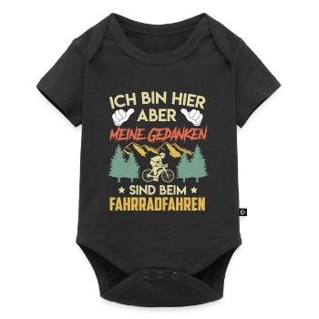 Radfahren BIN HIER ABER MEINE GEDANKEN Lustiges - Baby Premium Kurzarmbody - Schwarz - Vorne