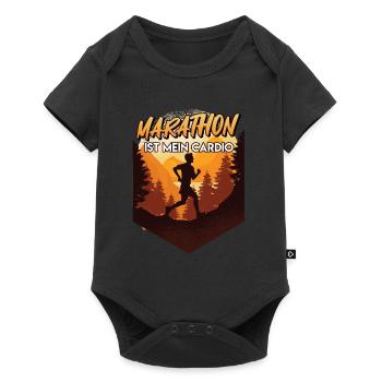 Läufer MARATHON RUNNING IS MY CARDIO Lustiges - Baby Premium Kurzarmbody - Schwarz - Vorne