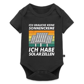 Solar BRAUCHE KEINE SONNENCREME HABE SOLARZELLEN - Baby Premium Kurzarmbody - Schwarz - Vorne