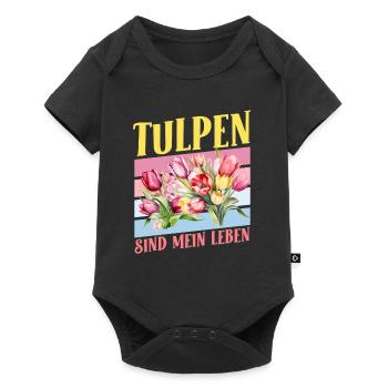 Gärtner TULPEN SIND MEIN LEBEN Garten Tulpe Lustig - Baby Premium Kurzarmbody - Schwarz - Vorne