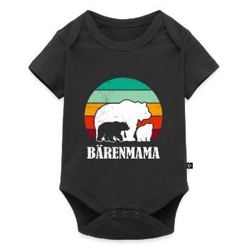 Werdende Mutter BÄRENMAMA Bald Mama Lustiges - Baby Premium Kurzarmbody - Schwarz - Vorne