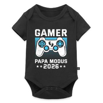 GAMER PAPA MODUS 2026 Vaterschaft Lustig - Baby Premium Kurzarmbody - Schwarz - Vorne