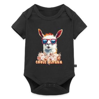 Alpaka COOLE ALPAKA Lama Lustiges - Baby Premium Kurzarmbody - Schwarz - Vorne
