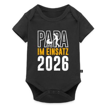 Vaterschaft PAPA IM EINSATZ 2026 LUSTIG - Baby Premium Kurzarmbody - Schwarz - Vorne