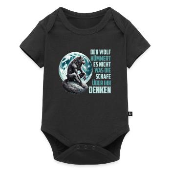 Wölfe DEN WOLF KÜMMERT ES NICHT WAS SCHAFE DENKEN - Baby Premium Kurzarmbody - Schwarz - Vorne