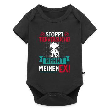 Tierschutz STOPPT TIERVERSUCHE NEHMT MEINEN EX - Baby Premium Kurzarmbody - Schwarz - Vorne
