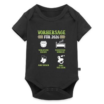 Schwangerschaft VORHERSAGE 2026 Lustiges - Baby Premium Kurzarmbody - Schwarz - Vorne