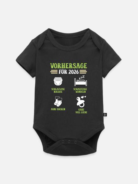 Schwangerschaft VORHERSAGE 2026 Lustiges - Baby Premium Kurzarmbody - Schwarz