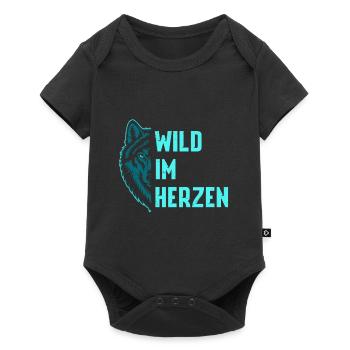 Wolf Spirit WILD IM HERZEN Wölfe Lustiges - Baby Premium Kurzarmbody - Schwarz - Vorne