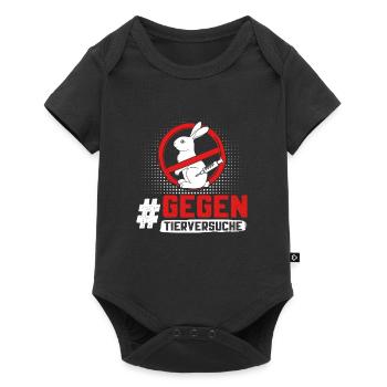 Tierschutz STOPPT TIERVERSUCHE GEGEN VERSUCHE - Baby Premium Kurzarmbody - Schwarz - Vorne