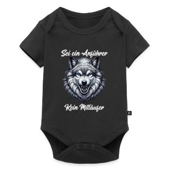 Wolf Spirit SEI EIN ANFÜHRER KEIN MITLÄUFER Lustig - Baby Premium Kurzarmbody - Schwarz - Vorne