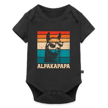 Werdender Vater ALPAKAPAPA Retro Lustig - Baby Premium Kurzarmbody - Schwarz - Vorne