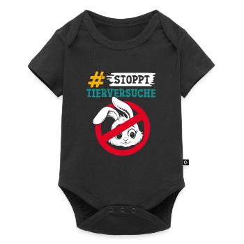 Tierschutz STOPPT TIERVERSUCHE GEGEN VERSUCHE - Baby Premium Kurzarmbody - Schwarz - Vorne
