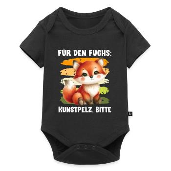 Tierschutz FÜR DEN FUCHS KUNSTPELZ BITTE Lustig - Baby Premium Kurzarmbody - Schwarz - Vorne