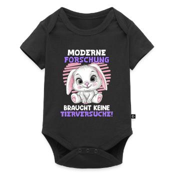 Tierschutz MODERNE FORSCHUNG BRAUCHT KEINE - Baby Premium Kurzarmbody - Schwarz - Vorne
