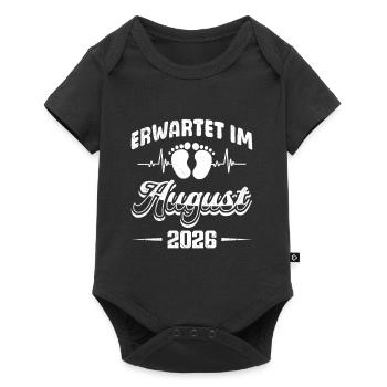 Werdende Mutter ERWARTET IM AUGUST 2026 Lustig - Baby Premium Kurzarmbody - Schwarz - Vorne