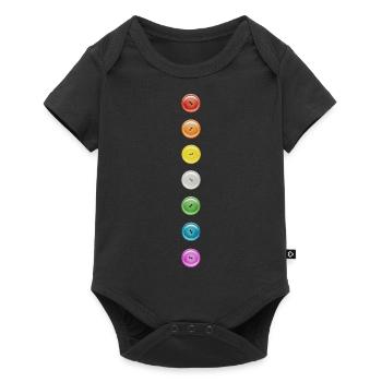 Button Buttons Rainbow 7 Dots Funny Button Row - Baby Premium short-sleeve bodysuit - black - Front