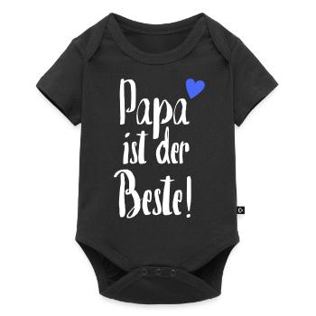 Papa ist der Beste | Bester Papa Geschenk für Papa - Baby Premium Kurzarmbody - Schwarz - Vorne