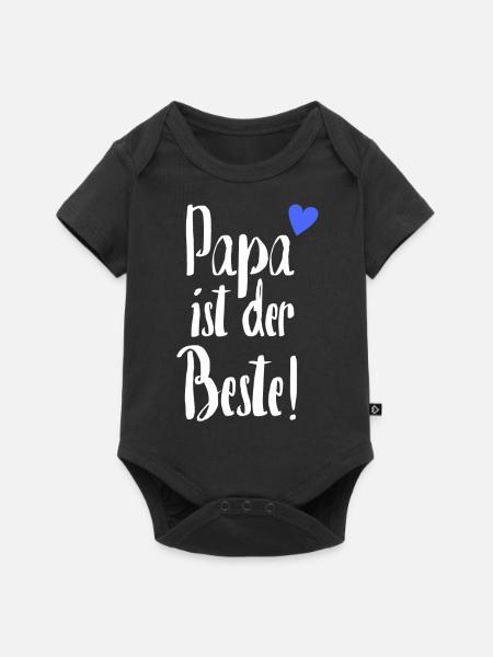 Papa ist der Beste | Bester Papa Geschenk für Papa - Baby Premium Kurzarmbody - Schwarz